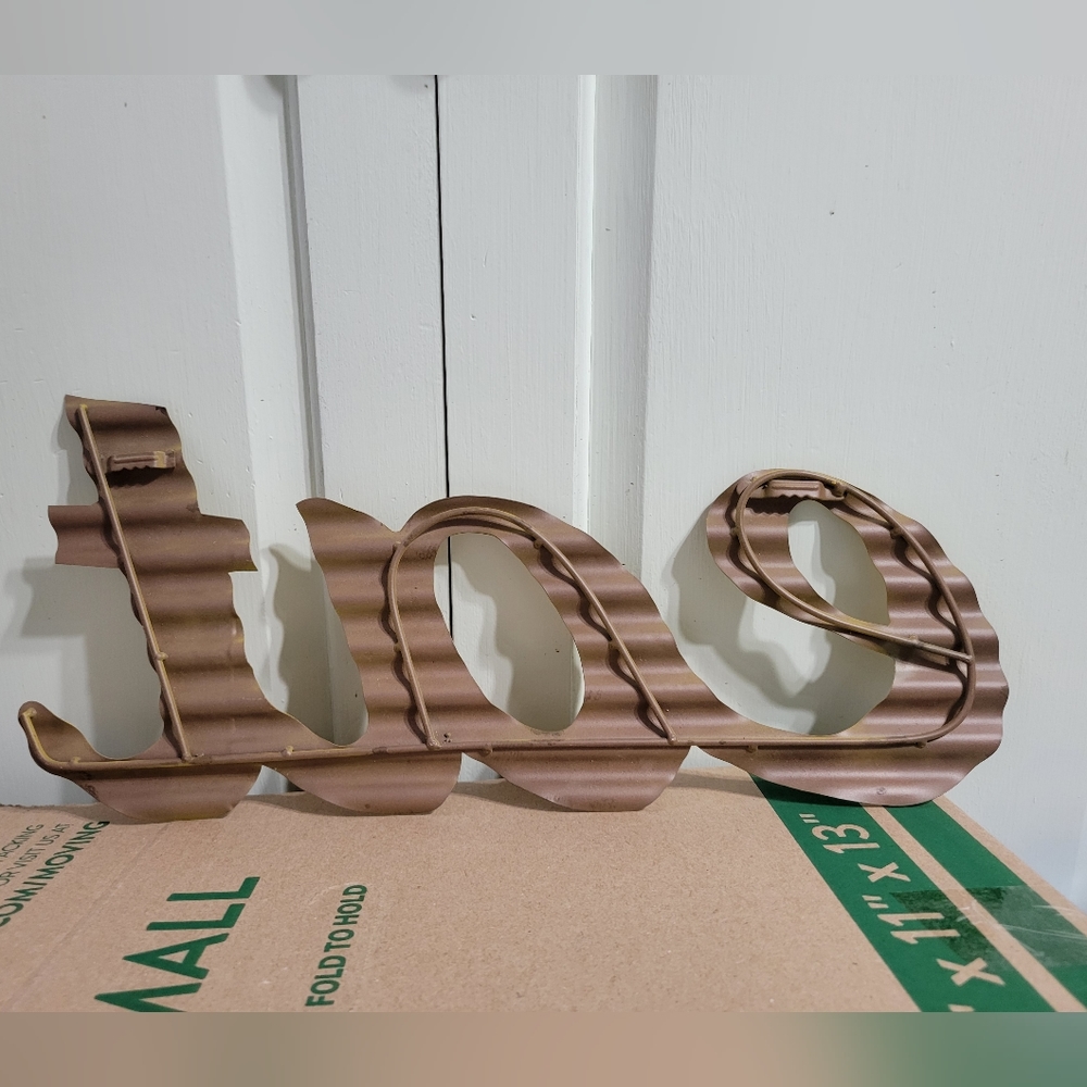 EAT Metal Kitchen Sign wall hanging deco, yellow, 17" - Picture 2 of 8